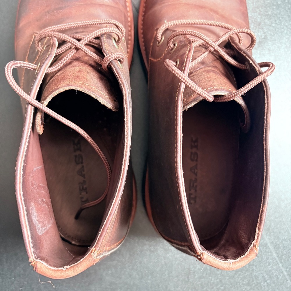 H.S. Trask leather Men Sz 9‎ Brown Chukka Ankle Boots durable Chelsea distressed - Picture 5 of 10